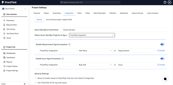 azure-integration -settings-screen